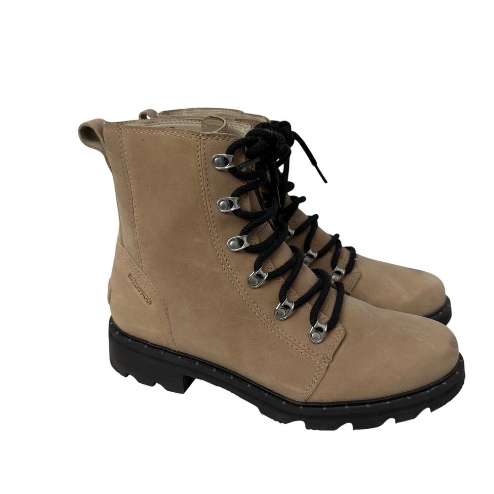 Sorel Lennox Lace Waterproof Boots Women’s Size 9.5 Tan Leather Combat